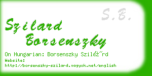 szilard borsenszky business card